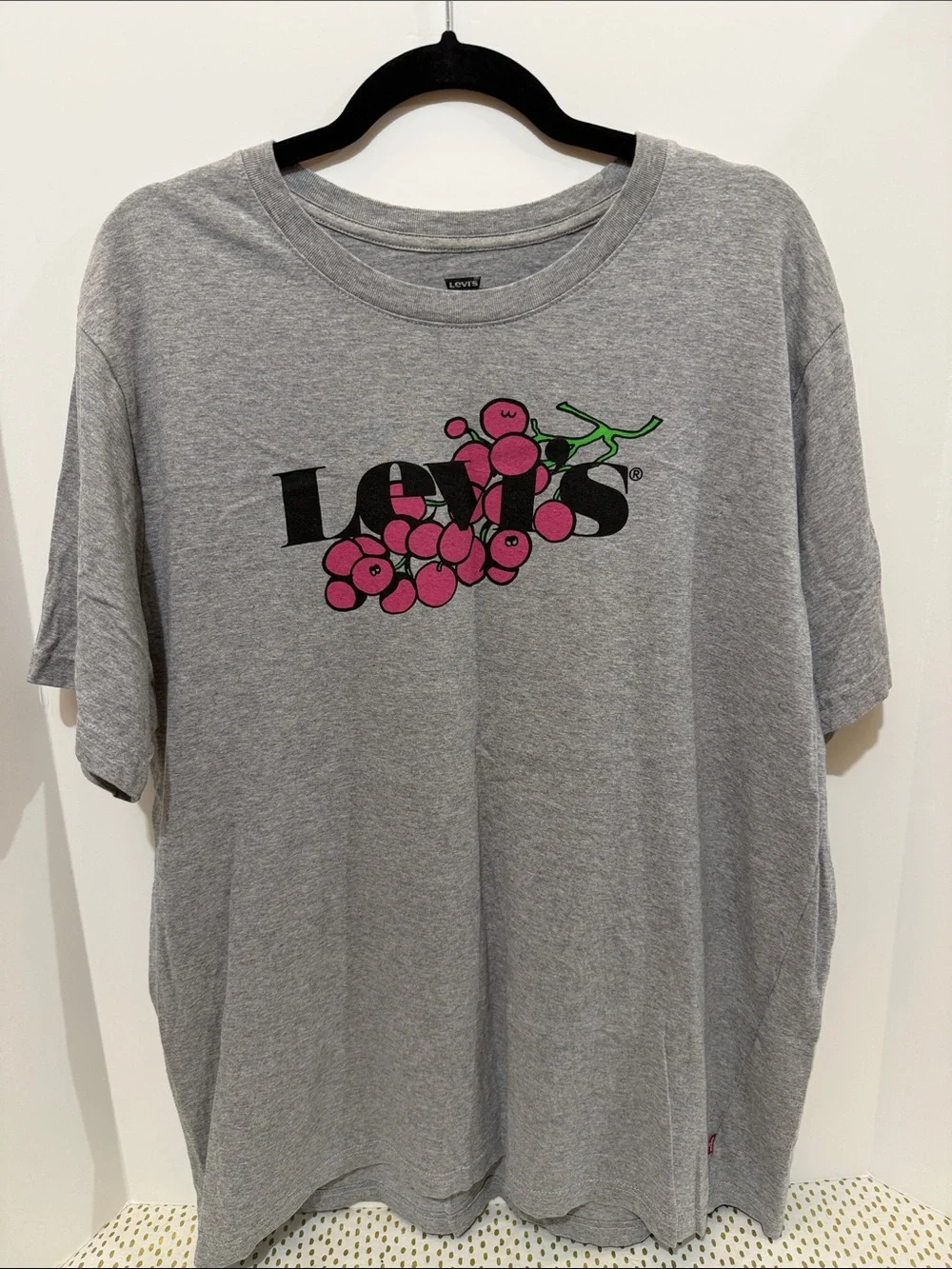 Levi's Gray Tee with Pink Berry Graphic